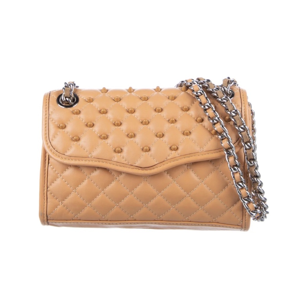 Rebecca Minkoff Quilted Tan Shoulder Bag with Silver Chain